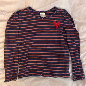 Hanna Andersson Heart Striped Girls Size 120 / 6-7  Pima Cotton Shirt